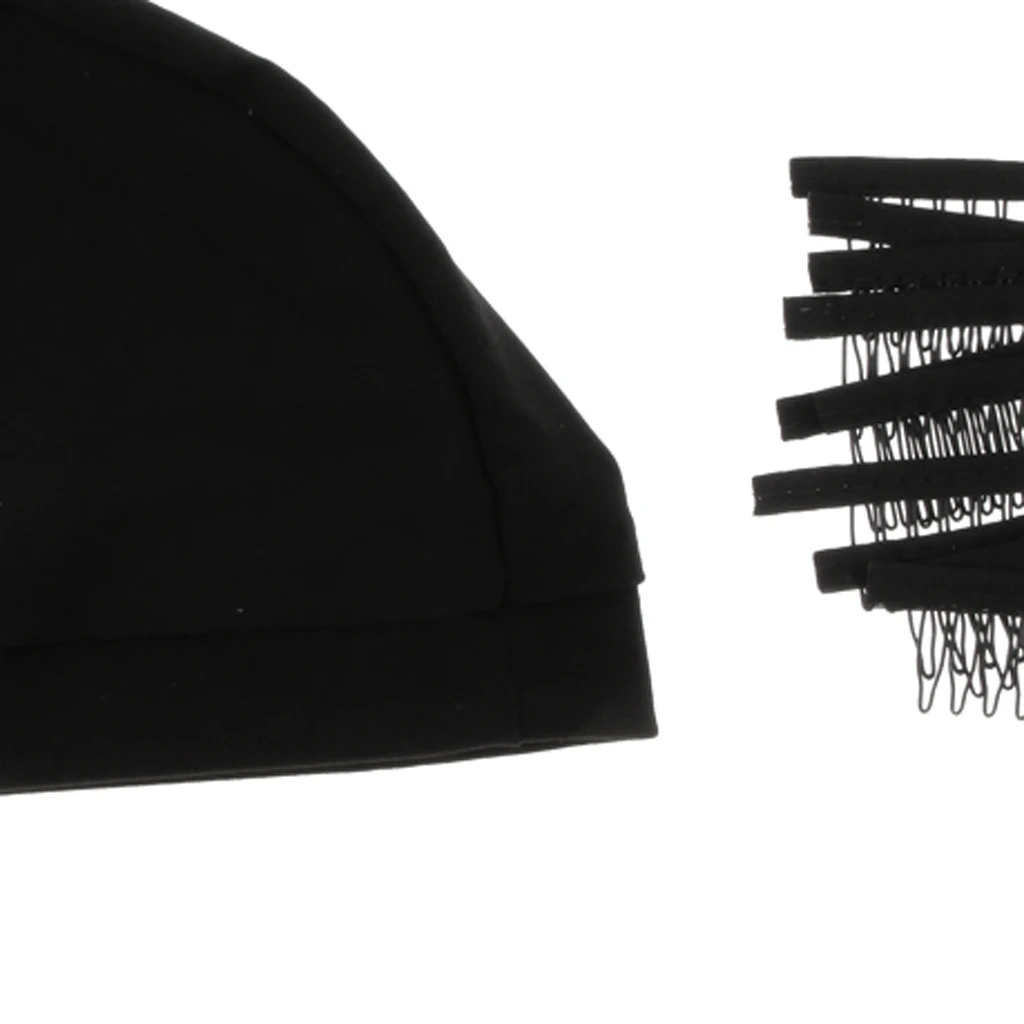 Peruca elástica respirável Caps, Tecelagem Net, Black Clips Set, 10 pcs