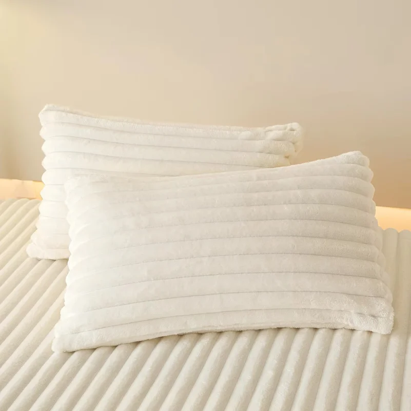 Solid‑Color Thick Faux Rabbit Fur Fitted Bed Sheet, Fluffy Soft Plush Warm Mattress Protector Cover for Autumn Winter Household