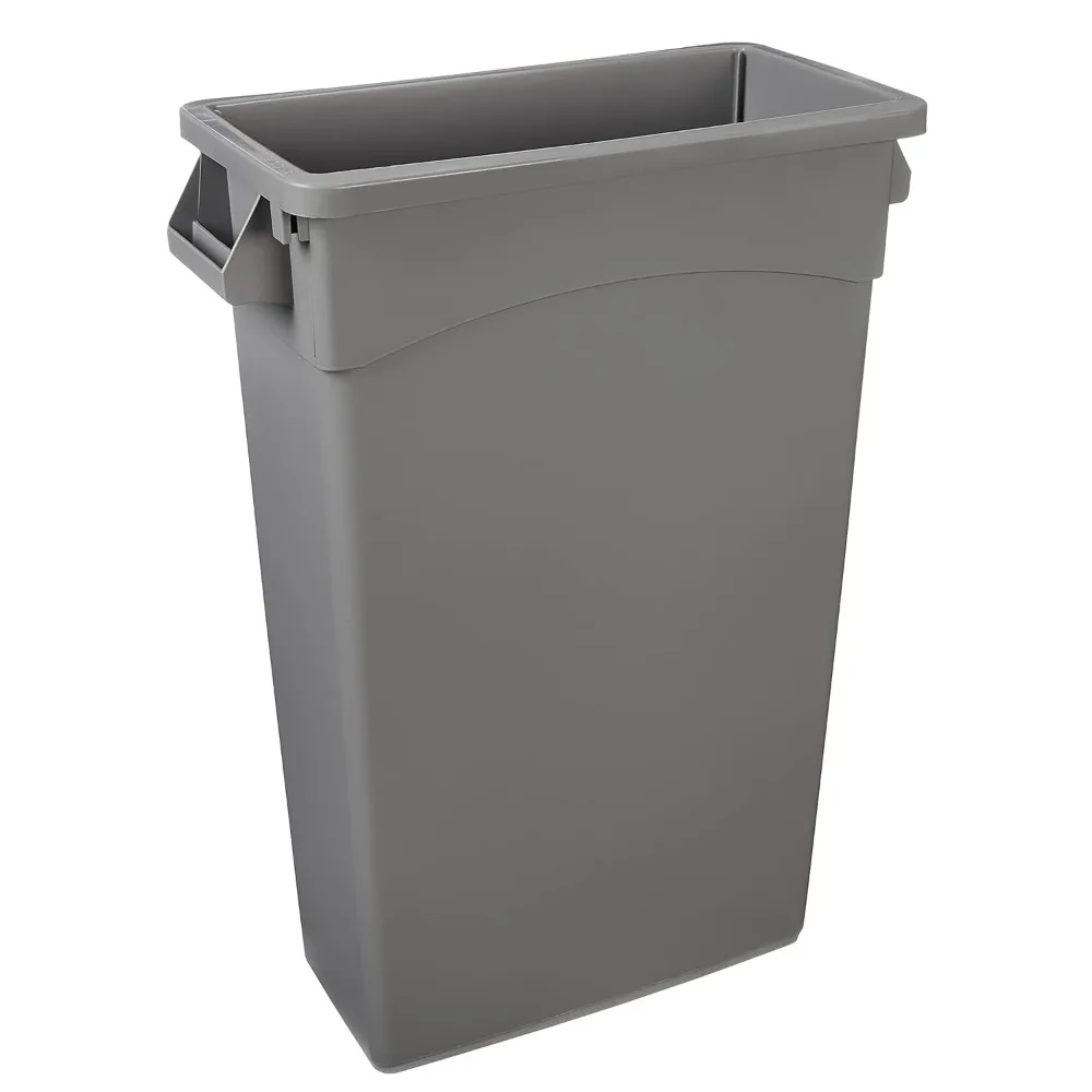 Rectangular Commercial Slim Trash Can, 23 gallons (Pack of 1), Grey