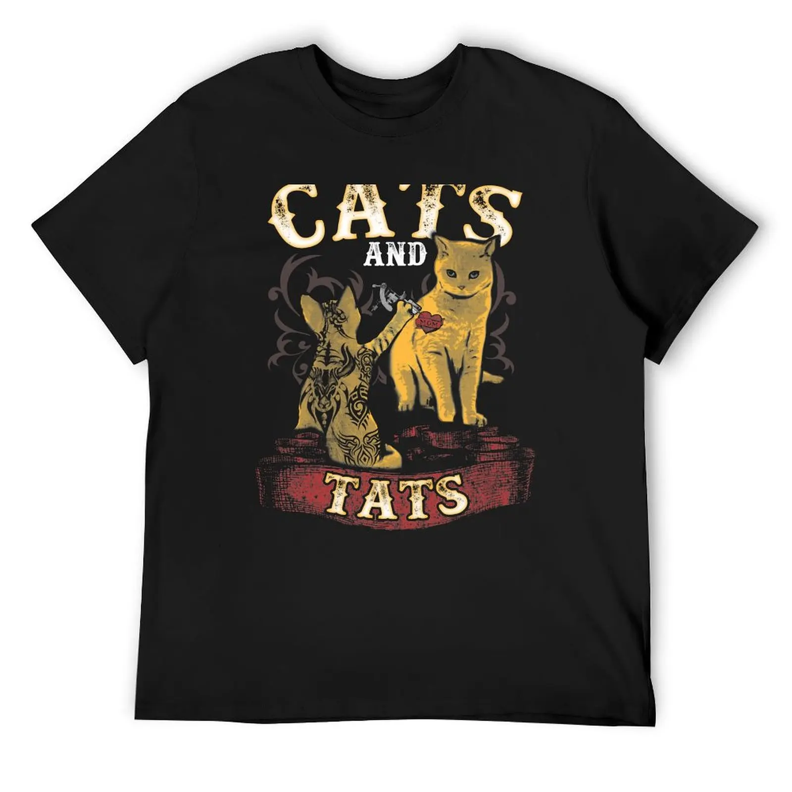 Cats And Tats - Funny Tattoo Cat Lover T-Shirt cute tops boys animal print vintage t shirts t shirt men 100℅ cotton