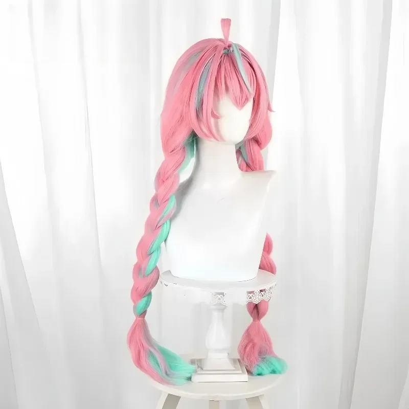 Cosplay Varesa perruque Costume longue rose mixte vert cheveux accessori Doppio queue de cheval tresse Halloween Anime