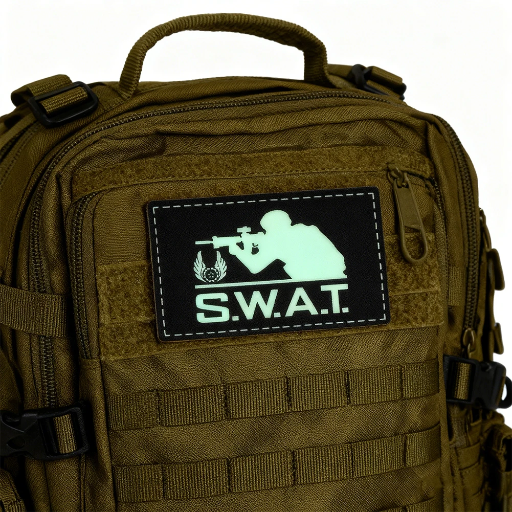 Glow in The Dark Swat Patch Luminous PVC Hook and Loop Tactical Military Combat Patches Emblem Badge for Backpack Vest Uniform view 3