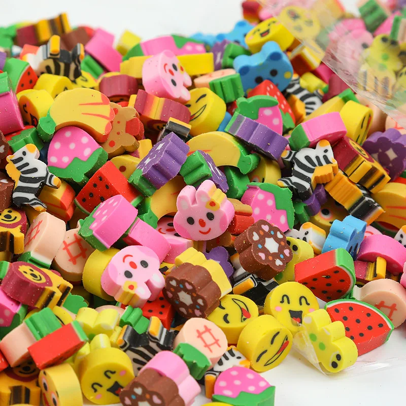 Imagem -03 - Cartoon Erasers Conjunto para Crianças Material Escolar Papelaria Estilo Mini Animal Prêmios de Estudante Primário Bonito 100 Pcs