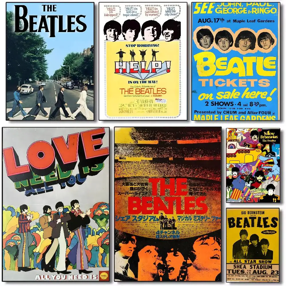 Berühmte Rockband The B-Beatles – Poster, Kunstdruck auf Leinwand, hochauflösender, ästhetischer Druck, Papier-Wandbild für Wohnzimmer, Bar, modische Wohnraumdekoration.