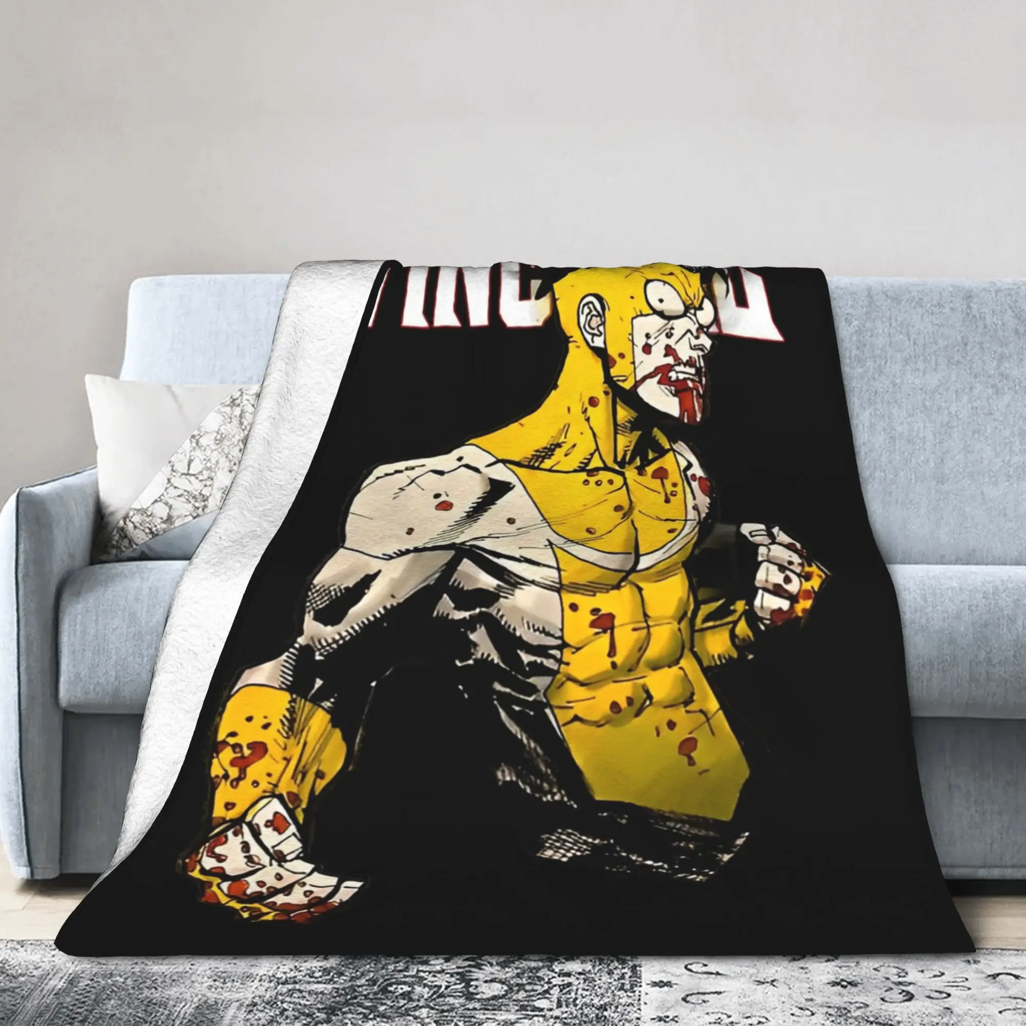 Invincible Graphic Mark Grayson Knitted Blanket Fleece Anime Soft Throw Blanket for Outdoor Travel Bedding Plush Thin Quilt
