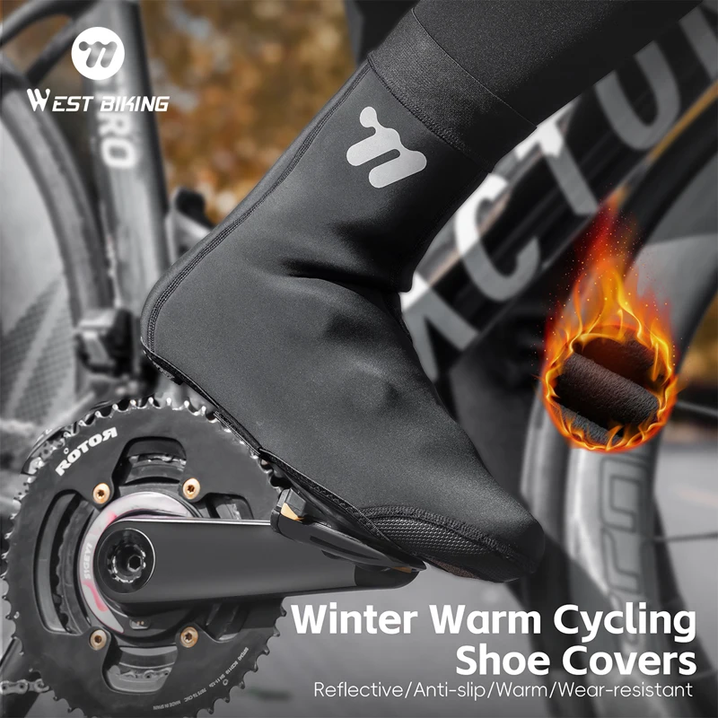 WEST BIKING Fahrrad-Schuhüberzug Winter Winddicht Thermische Fahrrad-Überschuhe Rutschfeste MTB Rennrad-Schuhüberzüge Fahrrad-Leggings