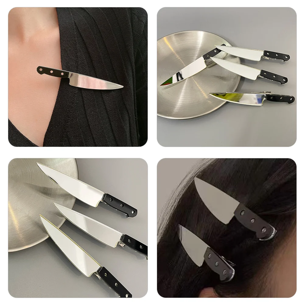 4 Pcs Simulated Knife Forehead Bangs Hairpin Headdress 4pcs (3# Fruit Hairpin) Girls Clips Goth Gothic Accessories Plastic Punk