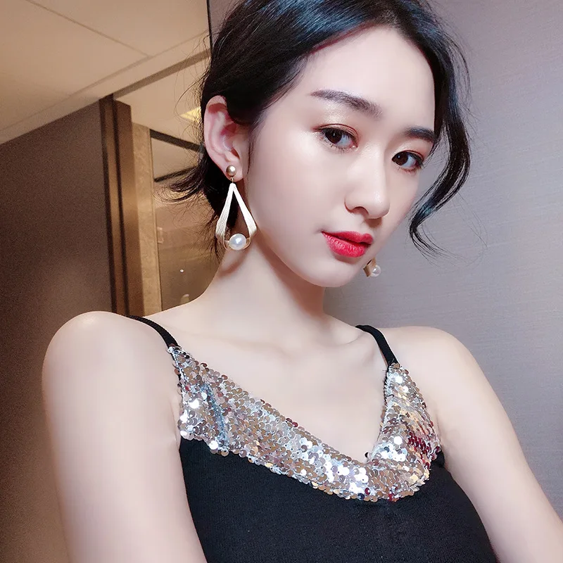 New  2024 Trendy Round Pearl Drop Earrings For Women Fashion Charm Statement Wedding Earrings Female Custom Jewelry