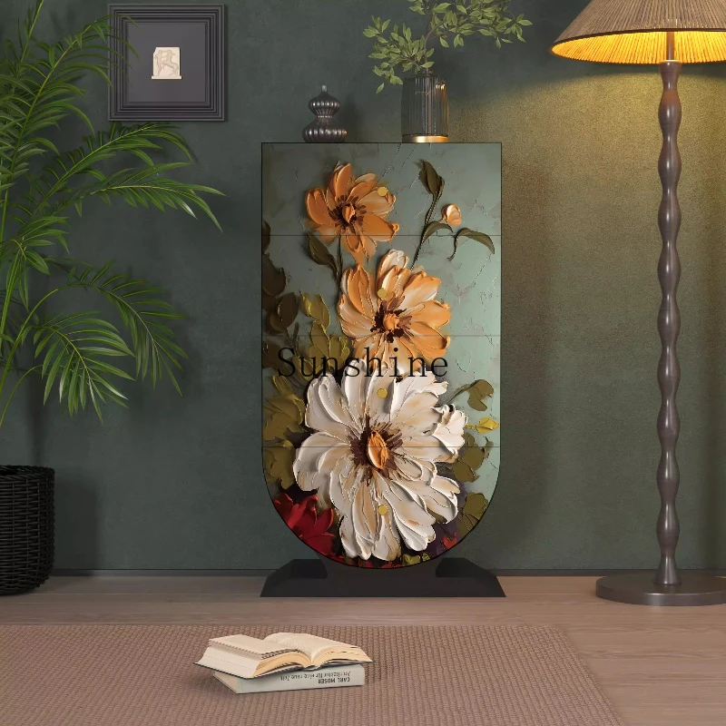 

French medieval solid wood B & B home restaurant vertical cabinet against the wall storage drawer cabinet