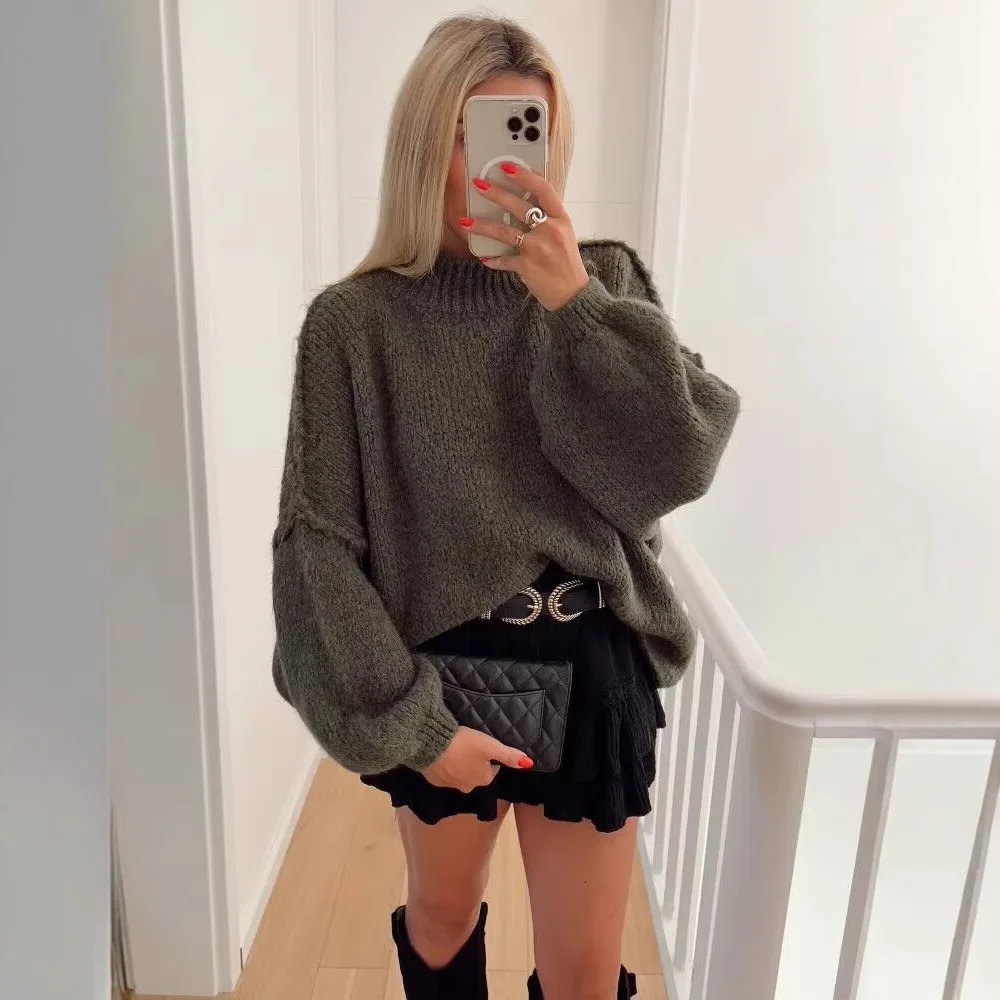 

Long Sleeve Mid-Length Commute Style Elegant round Neck Thin Knitwear Simple Style Comfortable Casual Polyester Viscose Blend