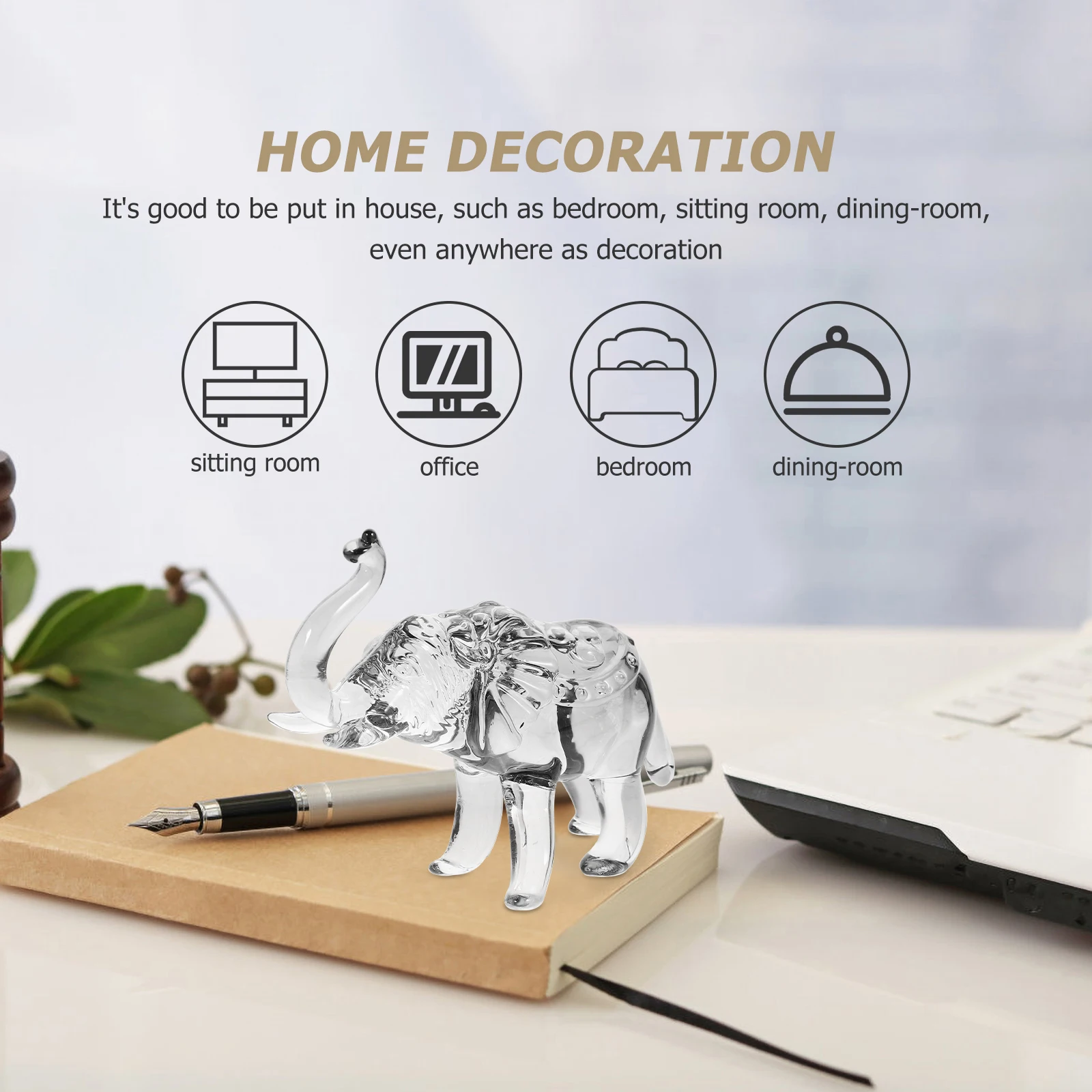 

Small Crystal Elephant Statue Adorable Desktop Decor for Home Office Tabletop Elegant Animal Sculpture Lightweight Stable Design
