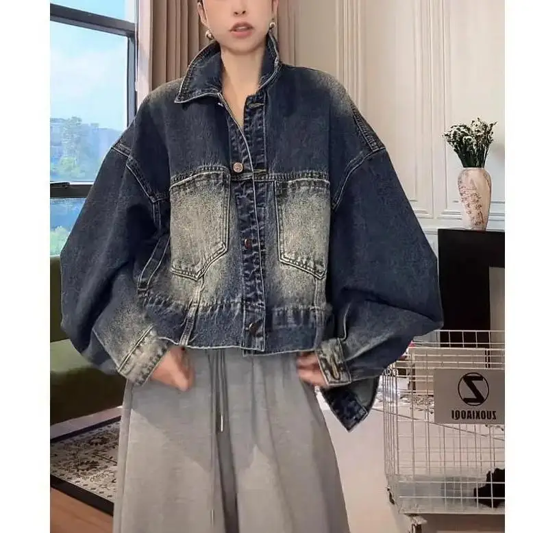 

Весна и осень 2024, новая джинсовая куртка, женская дизайнерская куртка в стиле ретро в студенческом стиле