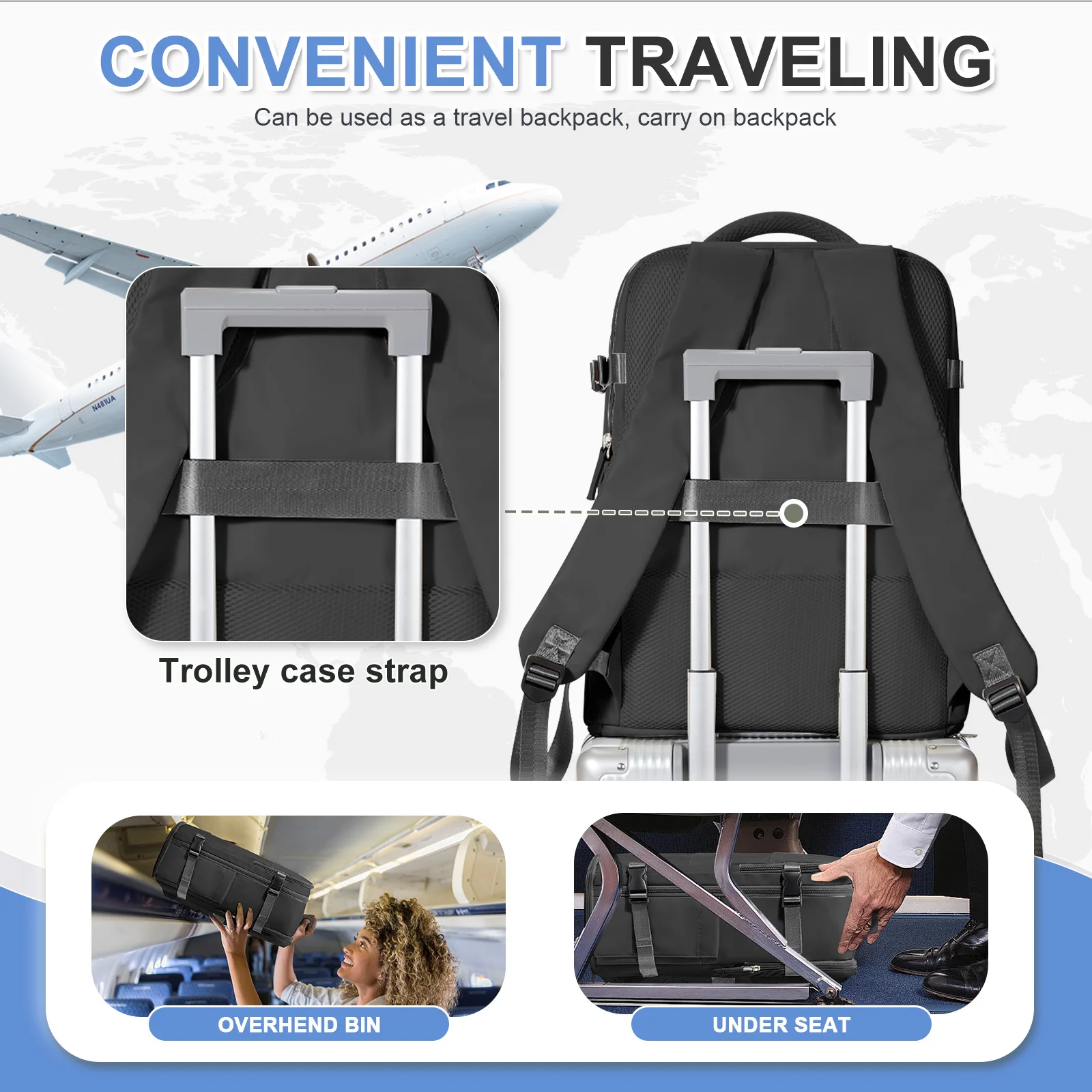 حقيبة ظهر Ryanair 40x30x20 للسفر لمسافات قصيرة حقيبة سفر للأعمال Wiz Air Cabin Bag 15.6 بوصة حقيبة كمبيوتر محمول، حقيبة ظهر للأزواج الترفيهية