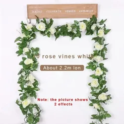 1Pcs 2.2M Artificial White Flower Fake Hanging Fake Vine Plants Leaves Artificials Garland Flowers Wedding Decoration