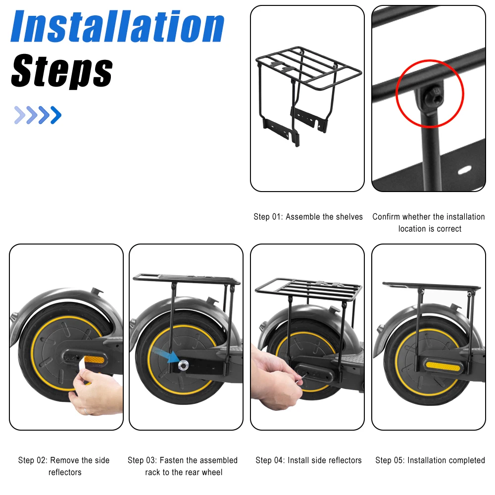 For Ninebot Max G30 G30LP/D Electric Scooter Folded Rear Rack Storage Shelf Luggage Cargo Rack Thicken Solid Steel Carrier Rack