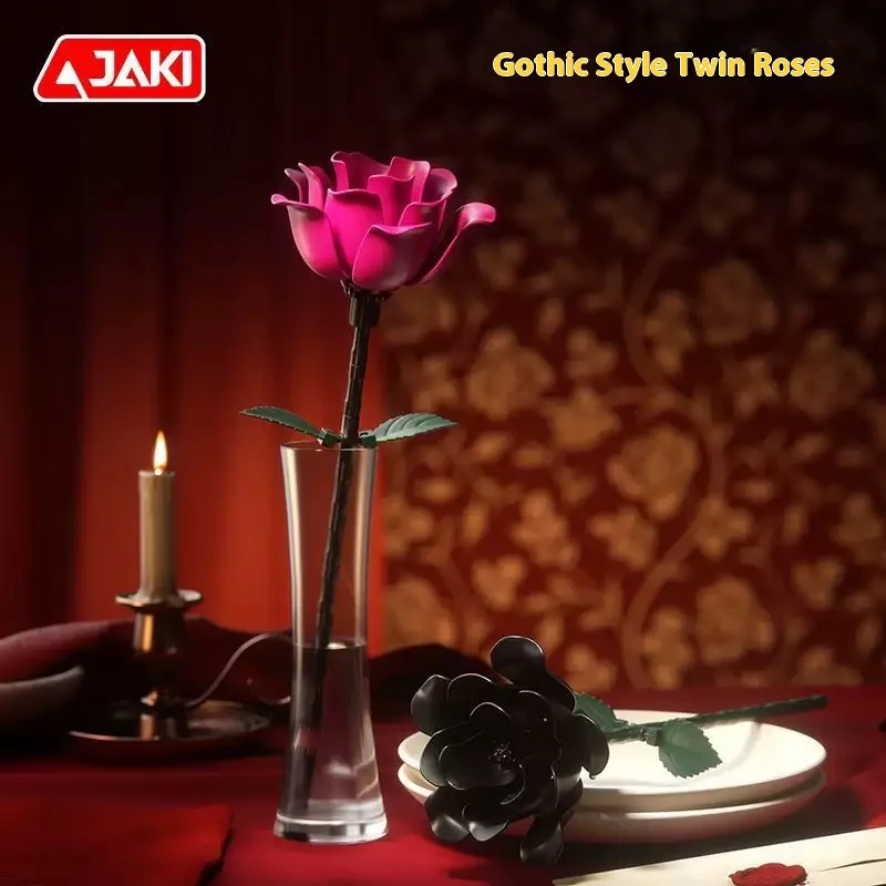 JAKI Plant Log Series القوطية نمط بنة زهرة الجمعية مجموعة فارس الظلام لطيف المنطقة المحرمة فتاة بناء الالعاب العملاقة