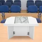 

White Modern Foldable Tabletop Podium, Portable Desktop Lectern, Teacher Speaker Desk Lectern