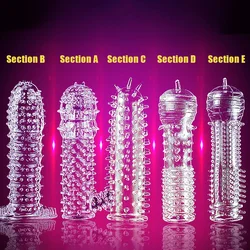 Spike Penis Sleeve Reusable Condoms Sex Toys for Men Delay Ejaculation Penis Sleeve Contraception Cock Ring Extender 남성전용기구