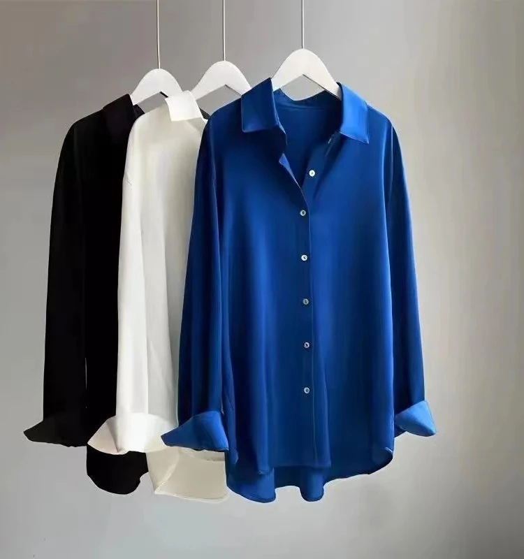 

Женский свободный шелковый воротник High Dra Faion, весна-осень, новый длинный воротник-сви, средней длины, корейский Sle для поездок на работу