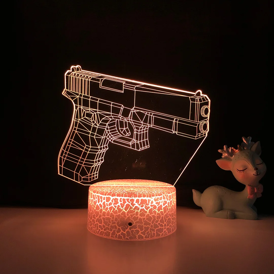 Nigdhn pistola de luz nocturna para niños, lámpara de noche de ilusión 3D, decoración de dormitorio, lámpara LED de escritorio de mesa, regalo de cumpleaños de Navidad