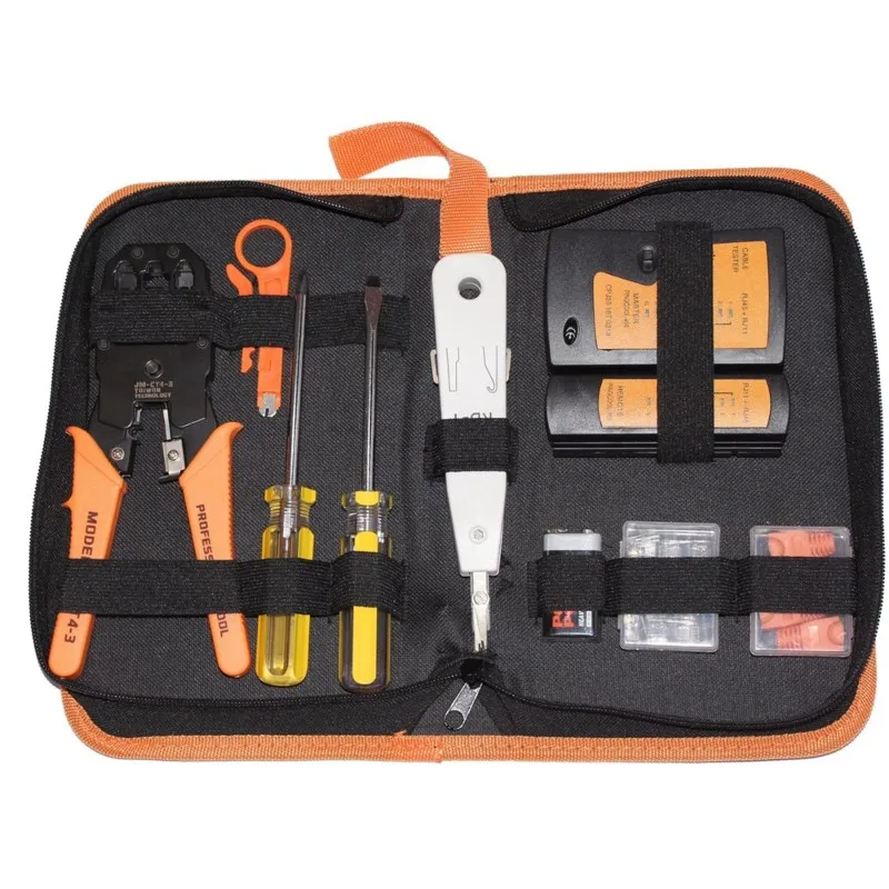 JAKEMY POSO 9-Piece Network Tool Kit PS-P10, Home Wiring& Cable Testing Set Featuring Wire Stripper And Tester
