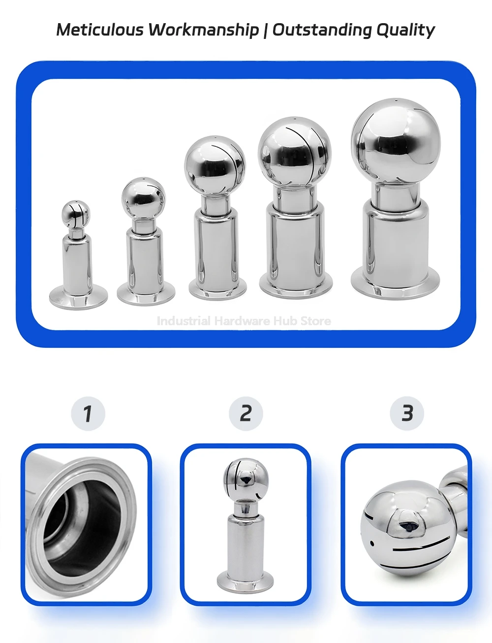 304/316L Edelstahl Tri Clamp Rotary CIP Spray Ball, 360 ° Sanitär-Reinigungsball in Lebensmittelqualität für Tankrohr, 1"-2,5" Außendurchmesser 50,5/64 mm – Detail 11