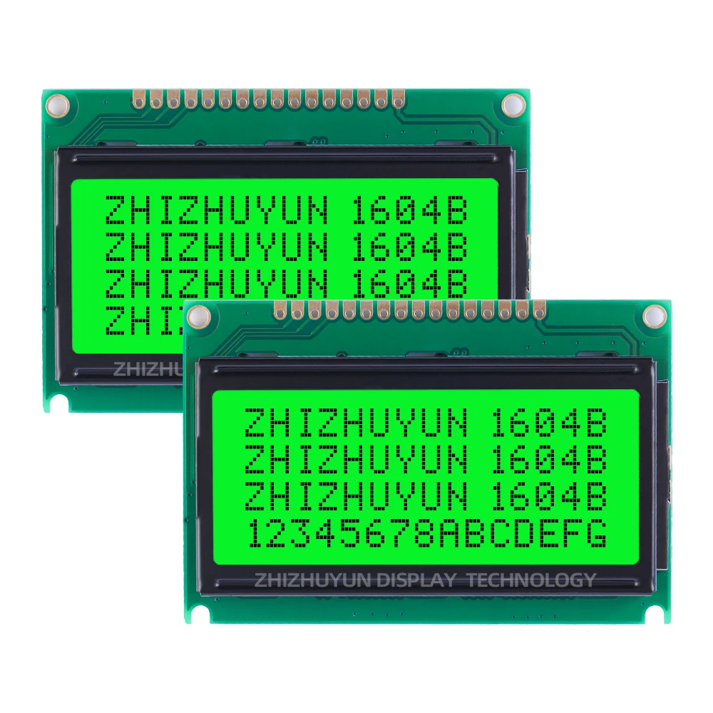 Módulo LCD multilingue tela de caracteres, amarelo verde membrana, interface padrão, 16Pin, Source Factory, 1604B-2, 1604B-2