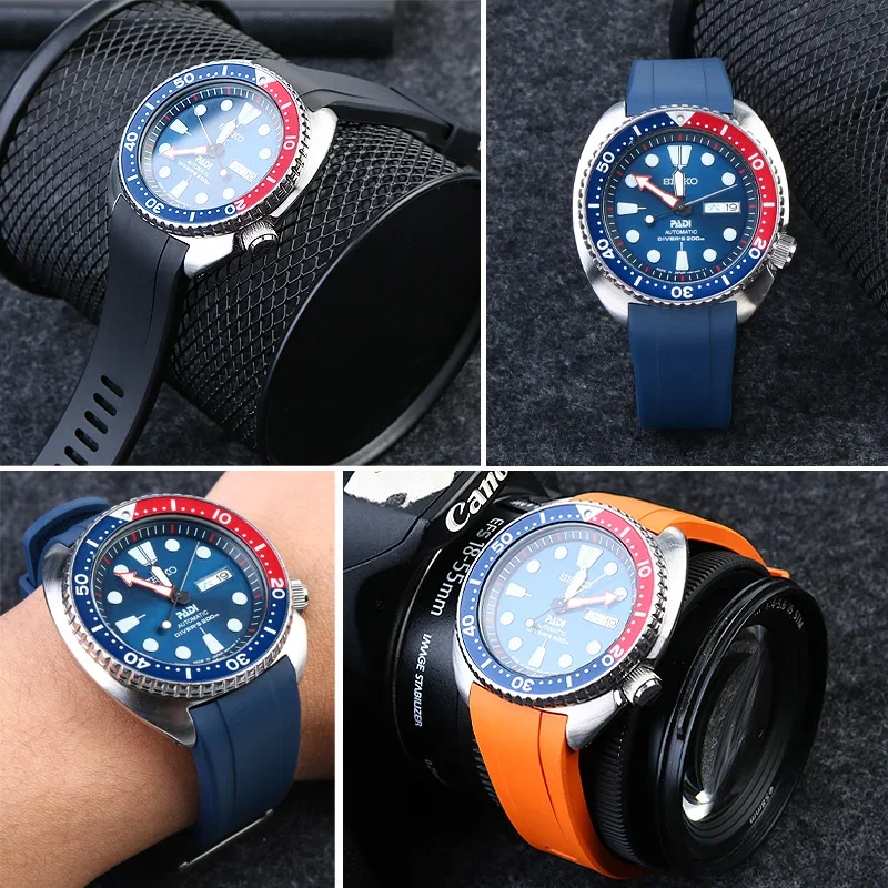 Fluorine Rubber Silicone Watch Strap for Seiko Abalone PROSPEX Series SRPE99K1 SRP777 SRP773 SRPC25 SRPA21 Watchband 20mm 22mm