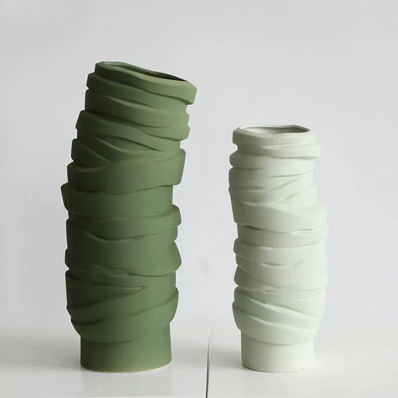 Minimalism Twisted Bandage Ceramic Vase Desk Decoration Floral Vases Porcelain Flowers Pots Flower Arrangement Modern Home Decor