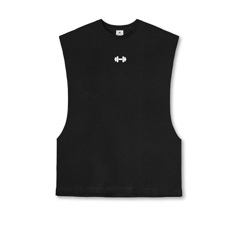 Open Side Cut Off Sleeveless loose Men Gym Tank Top Mesh  Breathable Bodybuilding Clothing Fitness Comfort Singlets Workout Vest