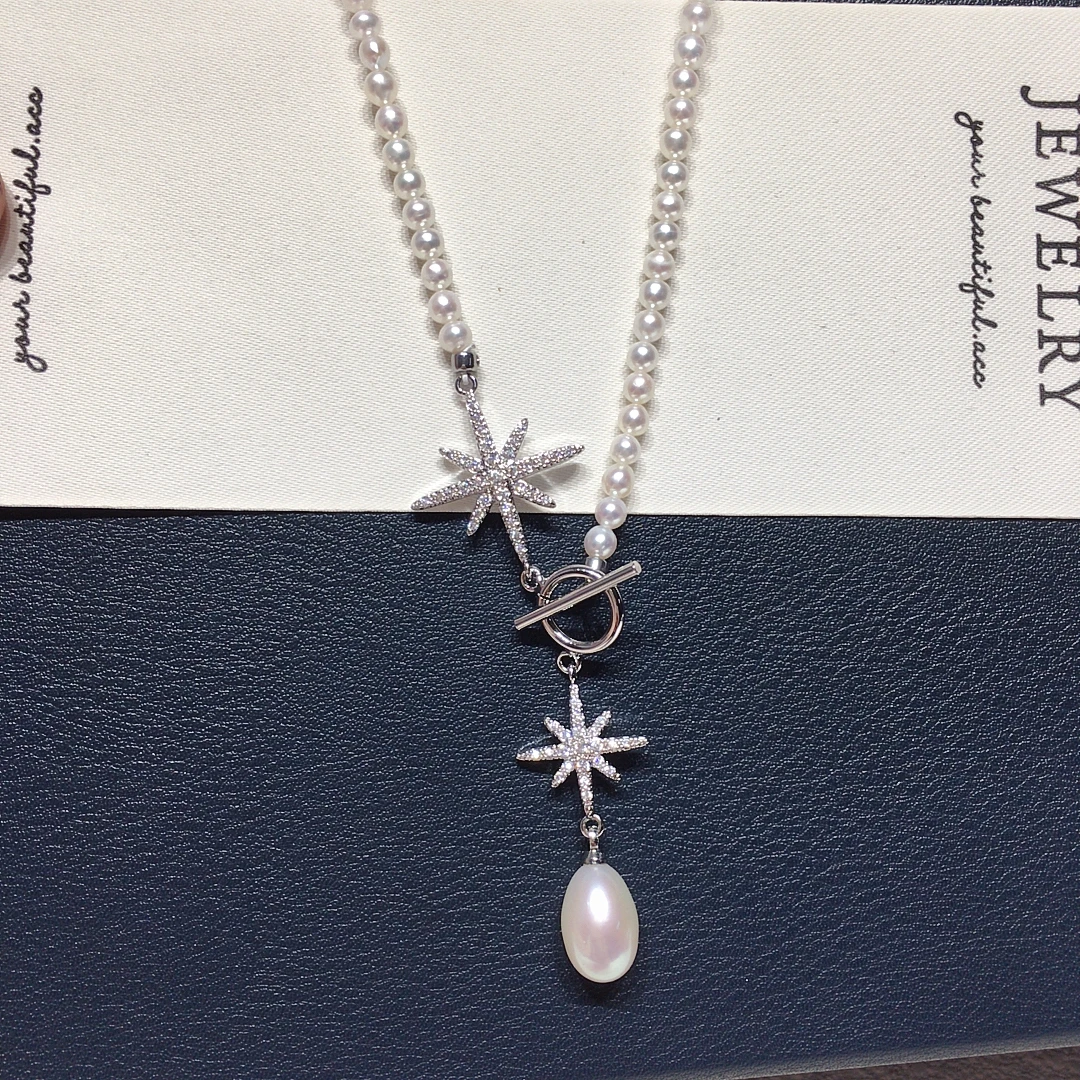 ZHBORUINI Freshwater Pearl Necklace for Women Elegant Hexagram Design 2025 New Collection Gifts Exquisite Elegant Jewelry