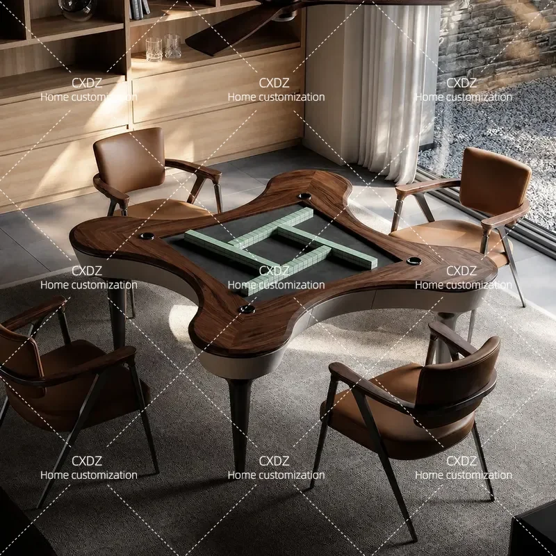 New Chinese Style Solid Wood Mahjong Table Fully Automatic Home Light Luxury High End Black Walnut Chess and Card Table 2026