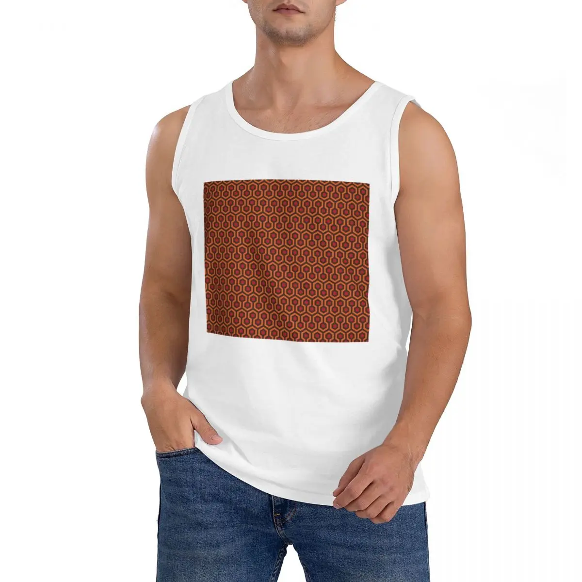 100% Cotton The Overlook Hotel Carpet Sleeveless T-Shirt Men Workout Sports Clothing Tops Men's Crew Neck Vest
