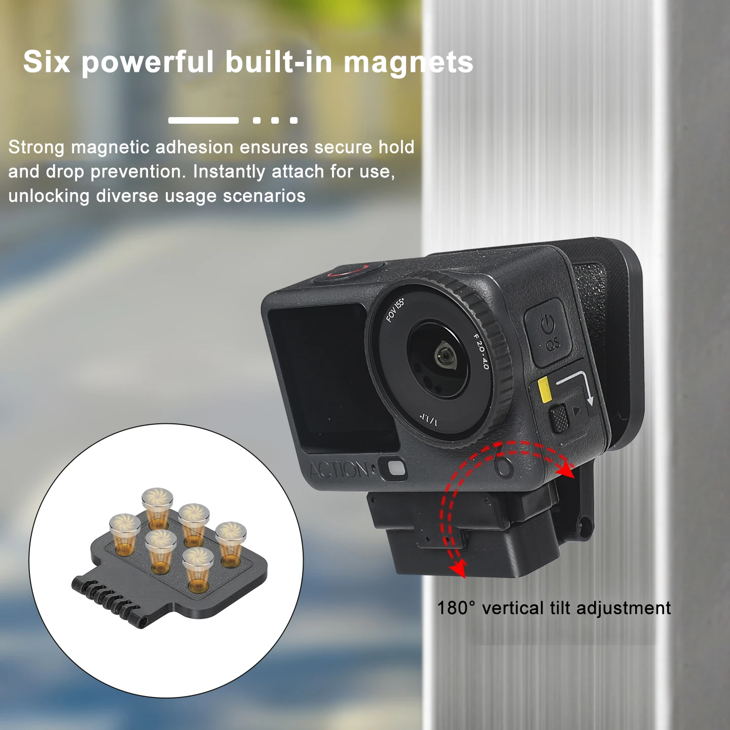 

Multi-Angle Adjustment Magnetic Backplate Base for DJI Osmo Action 6 Magnetic Backplate Stand Bracket Camera Accessories