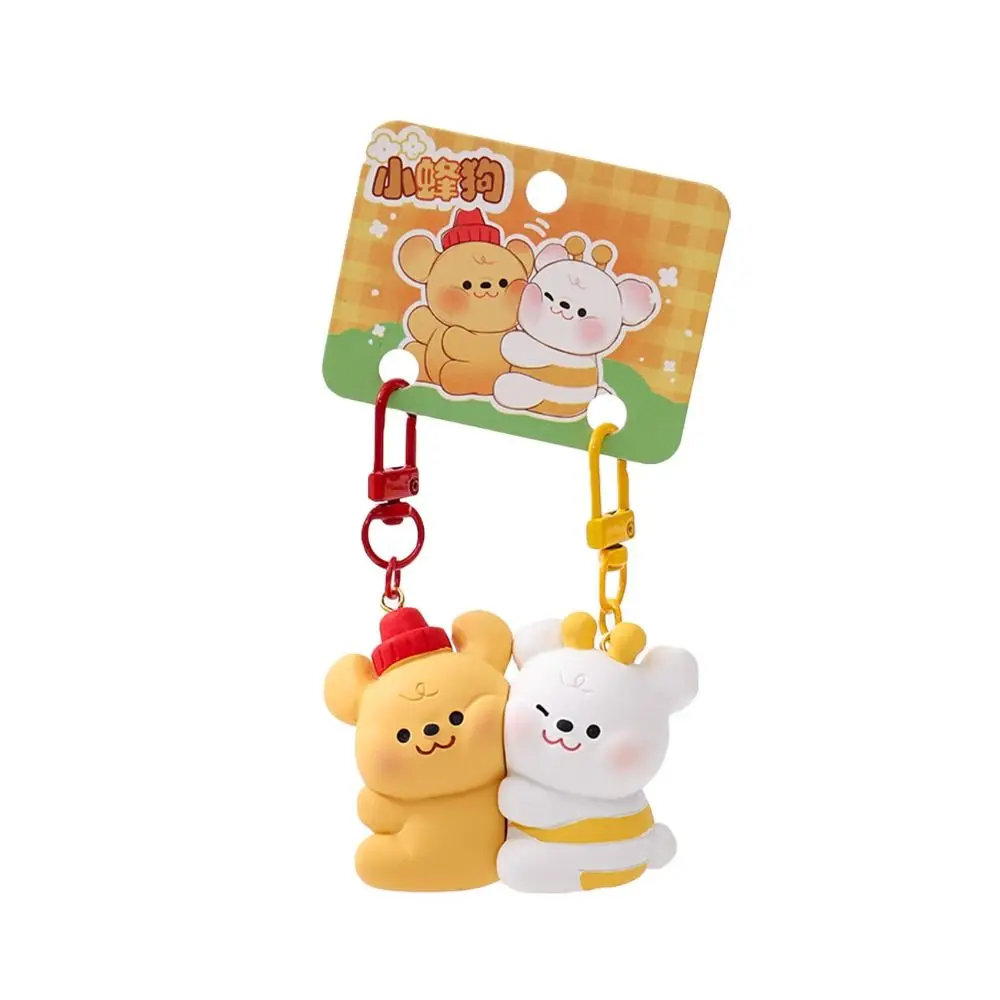 2 Pcs Set Cute Resin Magnetic Puppy Keychain Keys Pendant Cartoon Dogs Keychain Portable Hanging Backpack Charm Daily Decor