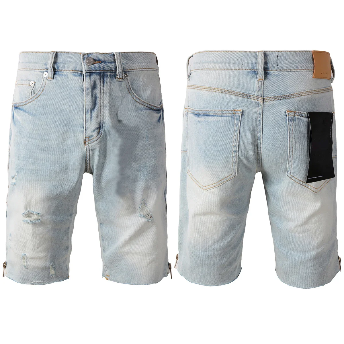 

Denim Shorts High Street Casual Black White Plaid Patchwork Jeans Summer Slim-fit Brands Pants Men Women 5086
