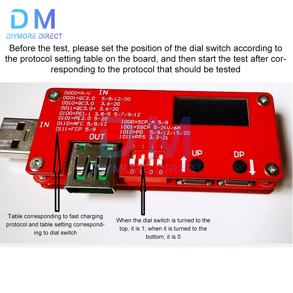 QC3.0 5V 9V 12V 20V Protocol Fast Charge Trigger Decoy Voltmeter QC3.0 Trigger Voltage Detector