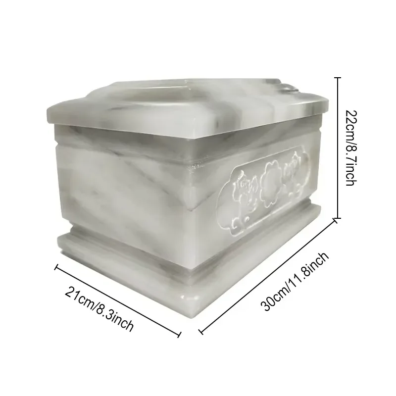 for Water Ink Jade Natural Marble Cremation Urn Hand Engraved Memorial Funeral Urn Durable Stone Ash Container for Human