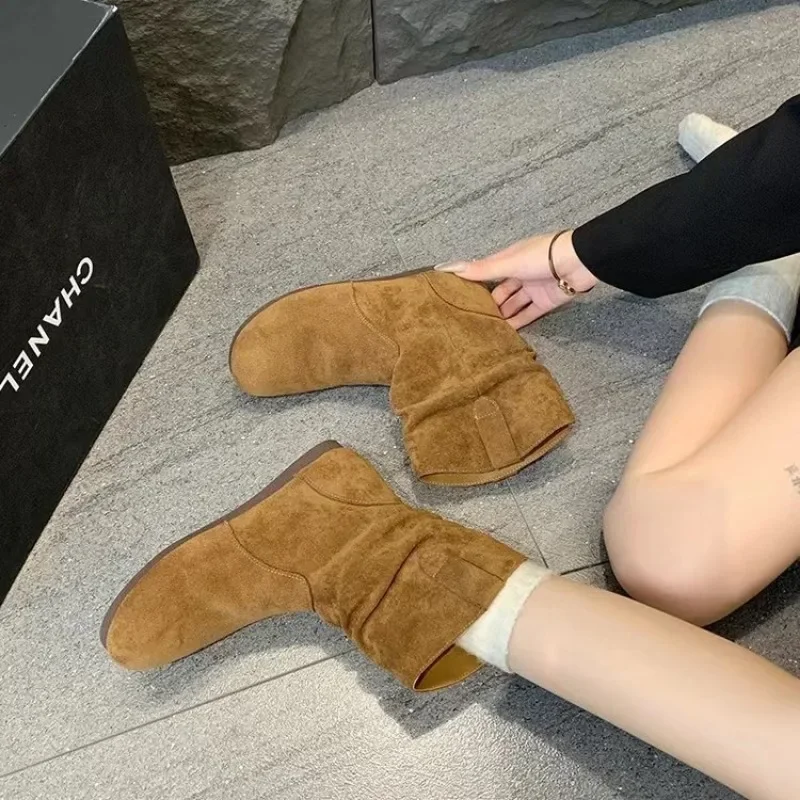 

Flat Bottomed Stacking Boots for Women's Spring Autumn Single Shoes 2024 New Soft Soled Midsole Short Boots Women Shoes