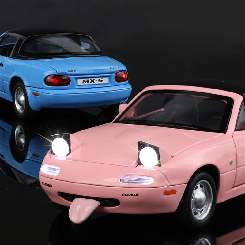 1:24 MAZDA MX-5 Alloy Sports Car Model Diecast Metal Race Car Vechiles Model Sound and Light Simulation Collection Kids Toy Gift