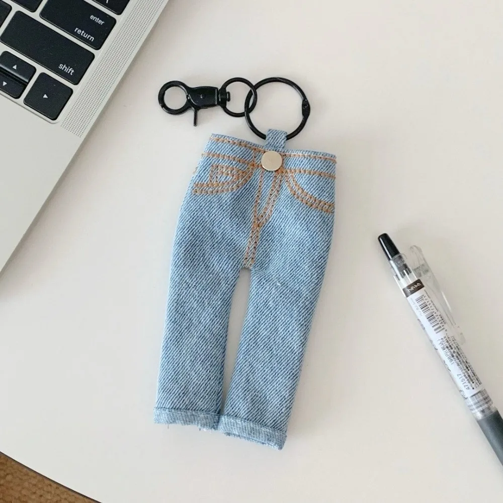 Pen Ledger Decoration Mini Jeans Pen Holder Keychain Pen Storage Accessories Pen Clamp Denim Pendant Keyring Pencil Loop Insert