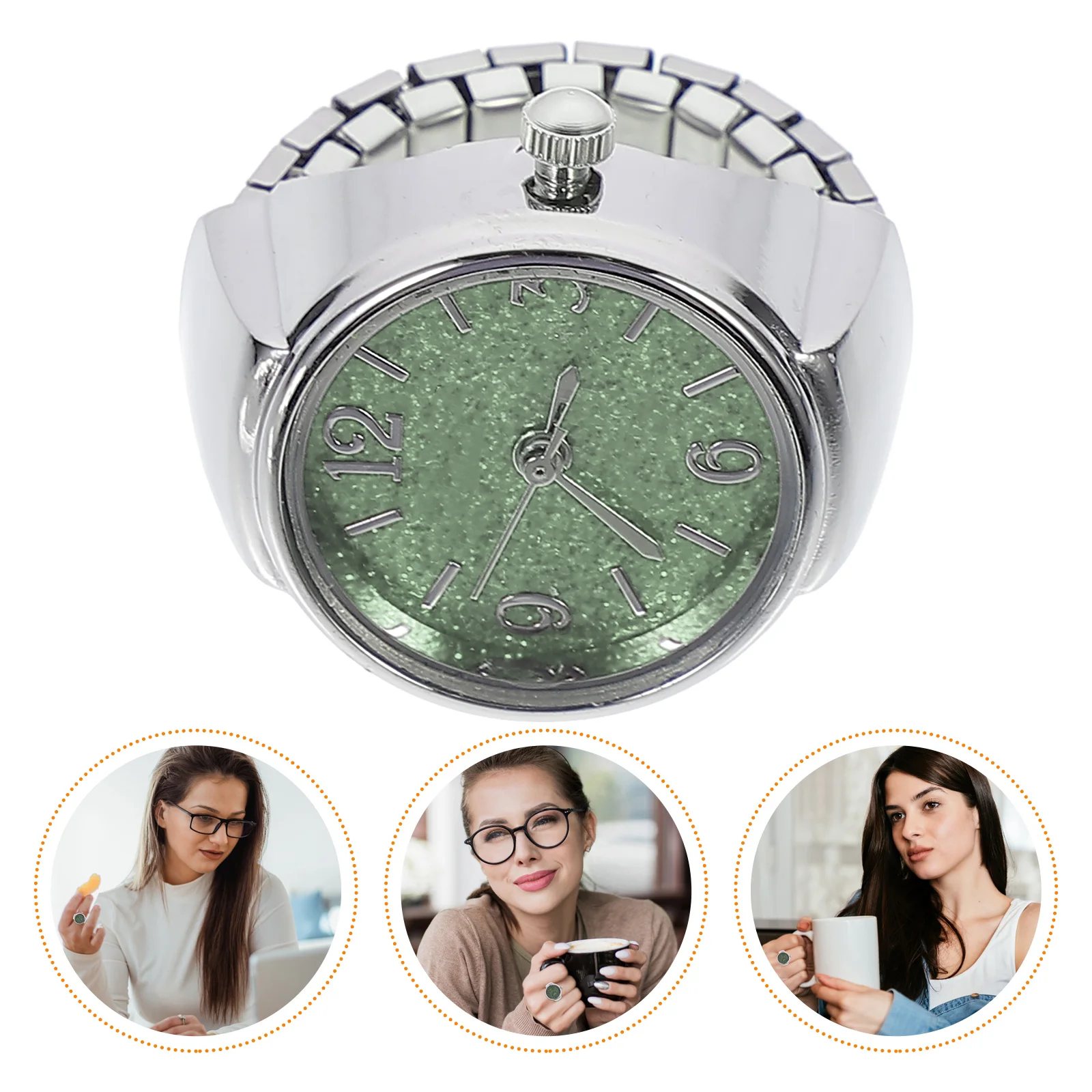 

Watch for Finger Digital Ring Table Ladies Elasticity Light Green Zinc Alloy Man