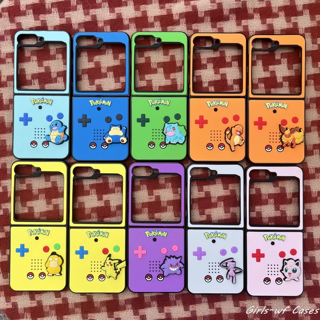 3D Pokemons Mew Clefairy Pikachu Handyhülle für Samsung Galaxy Z Flip zflip4 zflip5 Z Fold 3 4 5 6 7 zfold7 Modellspielzeug Cover