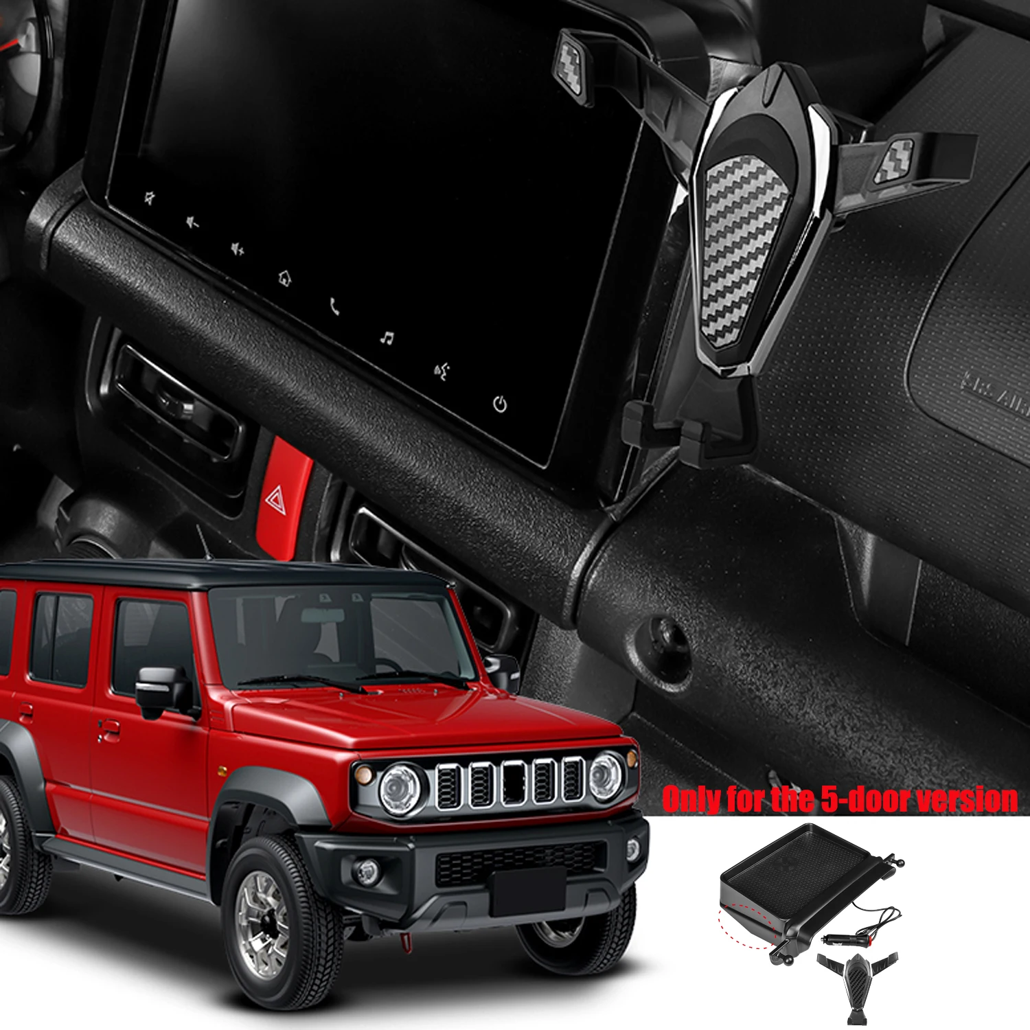 

Car Center Console Organizer Tray & Mobile Phone Cradle Stand for Suzuki Jimny JB64 JB74 5-door 2019-2025 Interior Accessories