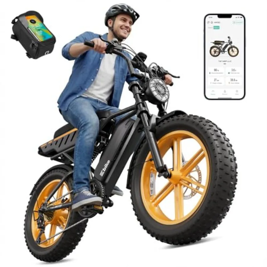 

Electric Bike for Adults 1500W Peak Motor Retro E Bike 30MPH Max Speed 60/110 Miles Range Removable 48V 15Ah Battery 20x4.0 Fat