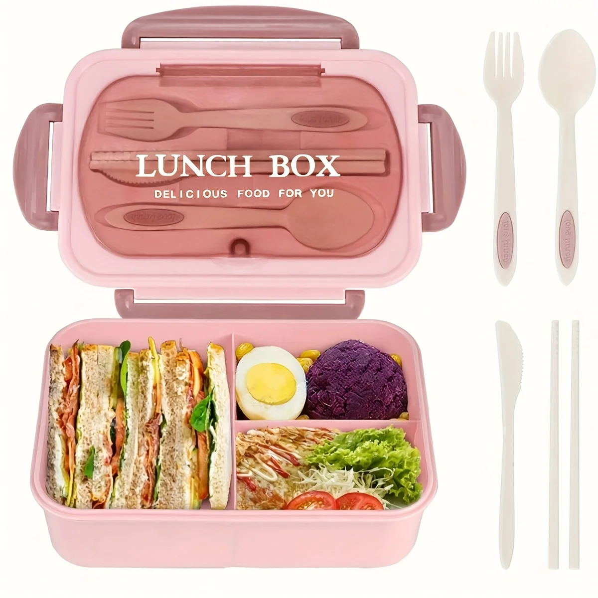 A Partitioned Thermal Lunch Box Available in 3 Colors, for Microwave Use, for Students And Women at Work, Makes a Great Gift - view 4