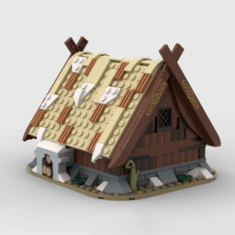 Bloques de construcción de vista de calle Medieval para niños, modelo MOC, cabaña pequeña vikinga, regalos de tecnología Modular, juguetes de ensamblaje de vacaciones, traje