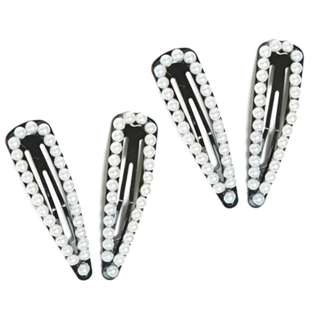 

4 Pcs Pearl Bangs Hair Clips Accessories Elegant Design Girls Toddler Kawaii Metal Snap Barrettes Hairbands
