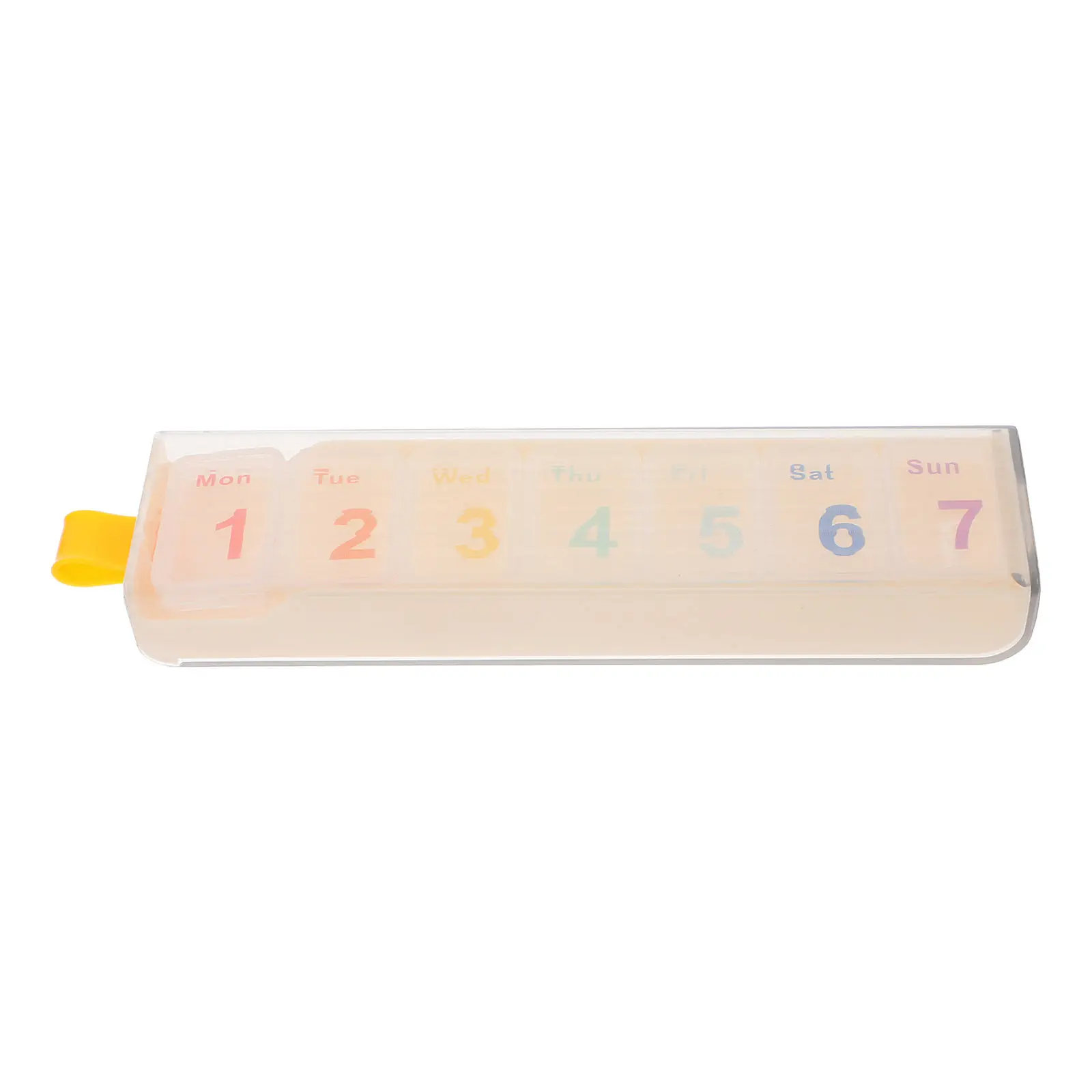 1Set Compact Weekly Pill Organizer 7-Compartment Portable Travel Medicine Case Transparent Lid for Daily Supplements Medication