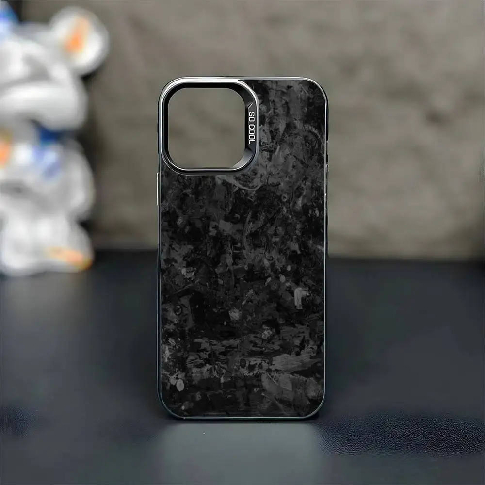 Carbon Fiber Pattern Painting Phone Case For iPhone17,16,15,14,13,12,11 Plus,Pro Max Black Matte Shockproof Cover
